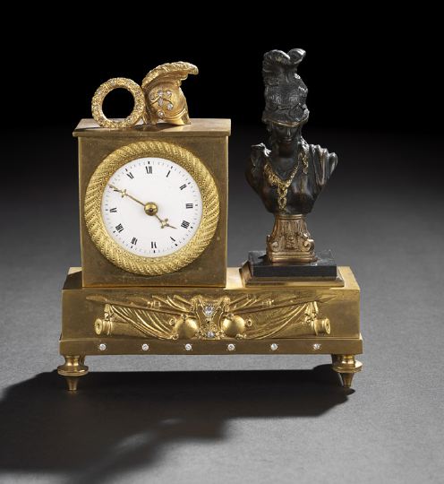 Appraisal: Edwardian Gilt- and Patinated Bronze Desk Clock first quarter th