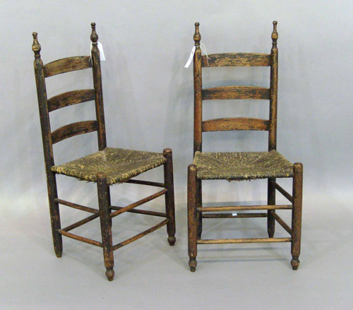 Appraisal: Pair of Bergen Co New Jersey ladderback side chairs late