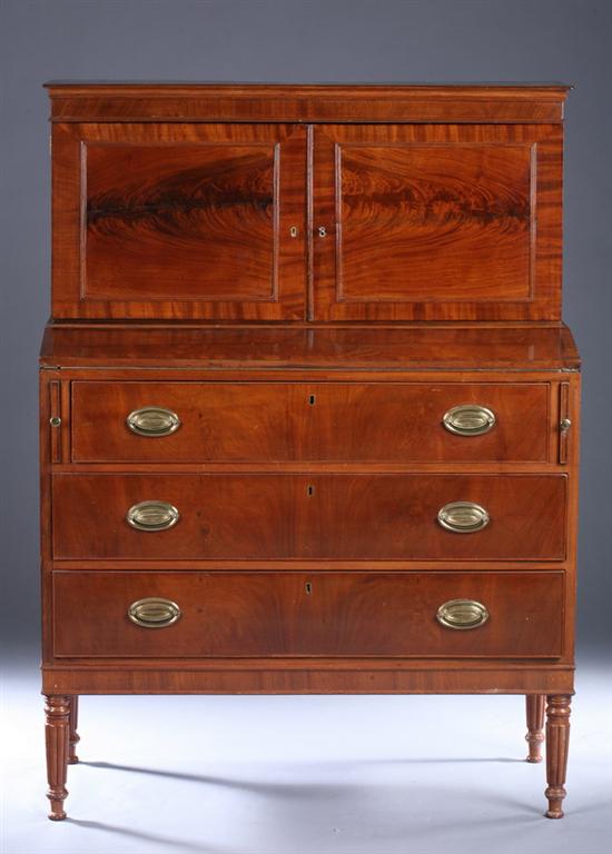 Appraisal: REGENCY MAHOGANY STEPPED-BACK SECRETARY early th Century in two parts