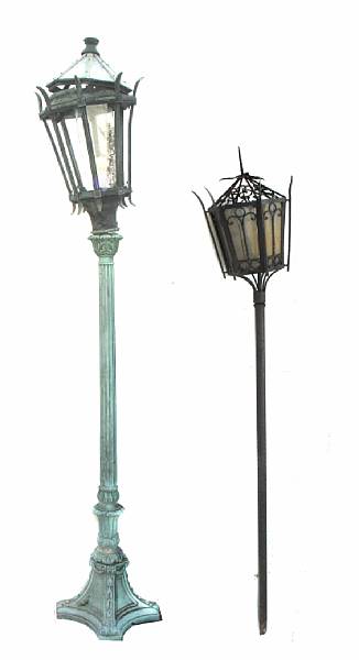 Appraisal: A Neoclassical style cast metal street lamp together with another