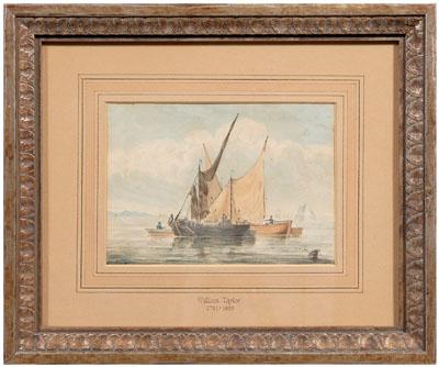 Appraisal: William Taylor Irish watercolor Irish - fishing vessels resting in