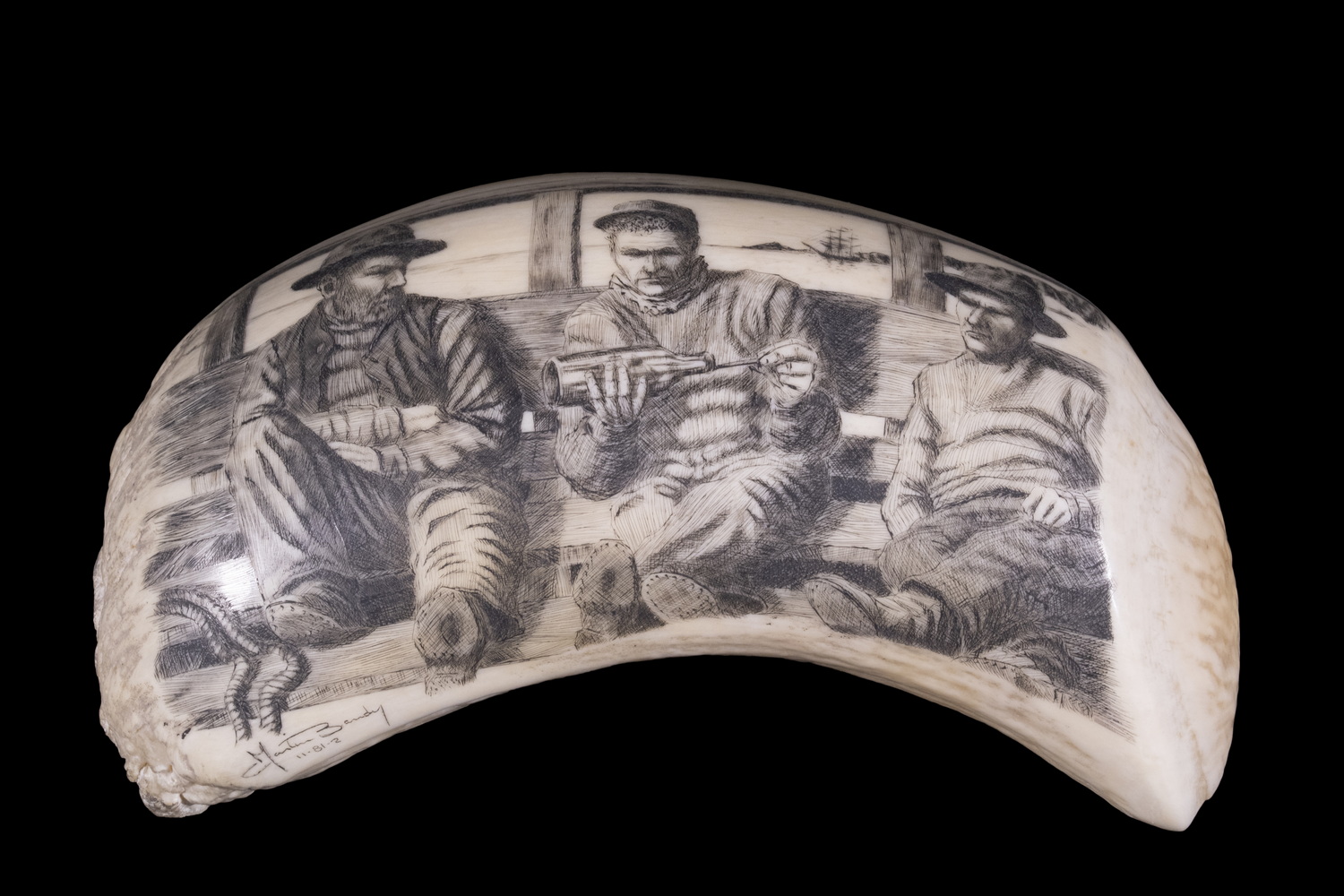 Appraisal: SCRIMSHAW NORTH AMERICA LATE TH C Bull Whale Tooth depicting