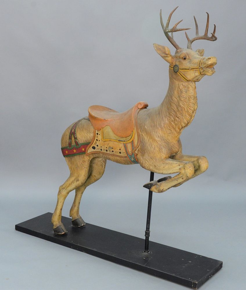 Appraisal: Deer Carousel figure having original paint authentic antlers and glass