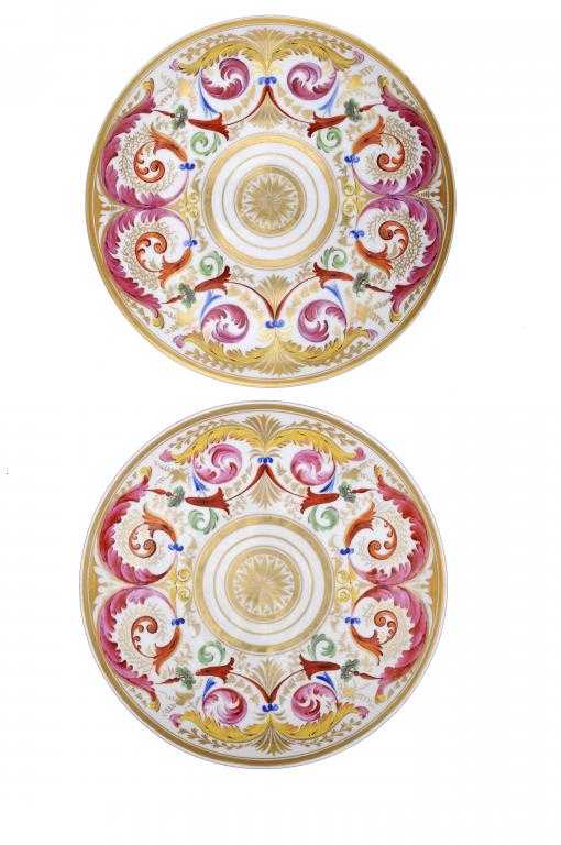 Appraisal: A PAIR OF DERBY SAUCER-DISHES finely painted in polychrome and