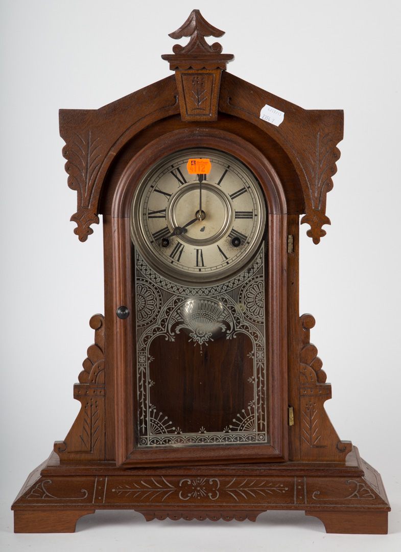 Appraisal: Walnut cased gingerbread clock