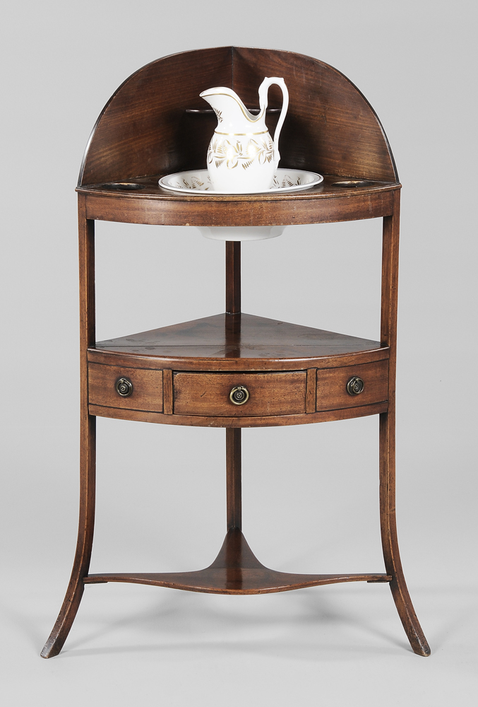 Appraisal: Regency Mahogany Wash Stand mahogany throughout single dovetailed drawer with