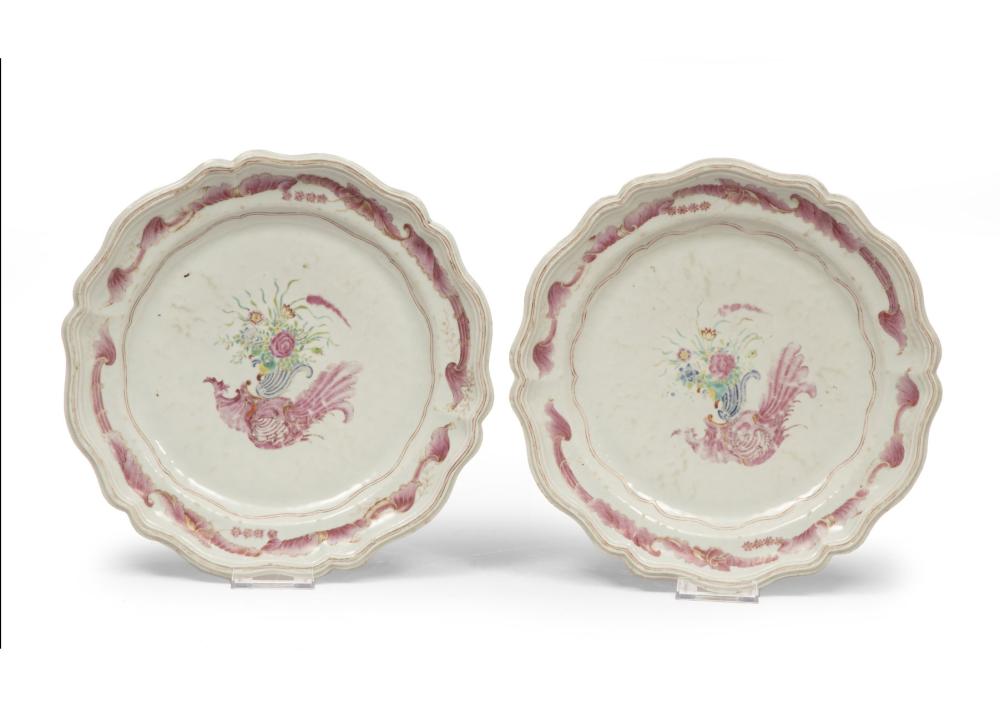 Appraisal: Pair of Chinese Export Famille Rose Porcelain Chargers th c