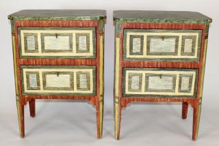 Appraisal: Pair of painted drawer chests on legs A pair of