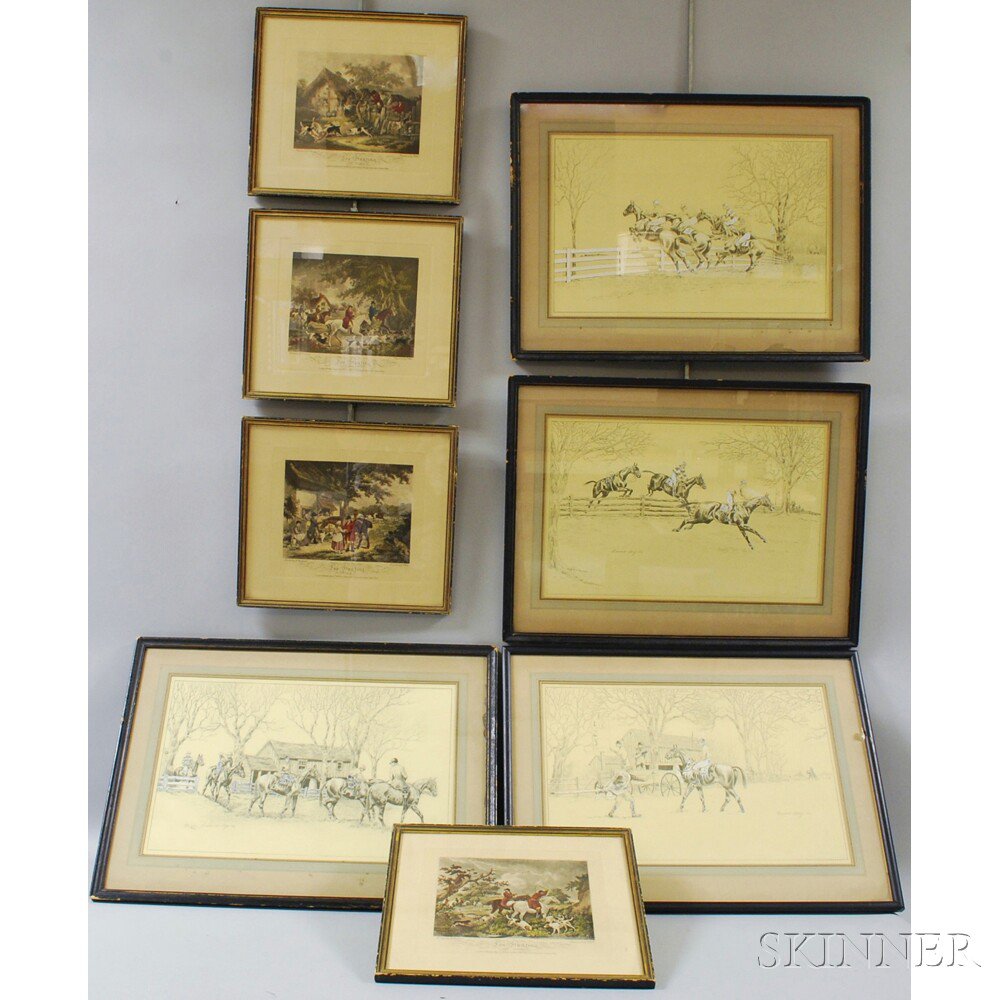 Appraisal: Eight Framed Sporting Prints four Edward King equestrian prints x