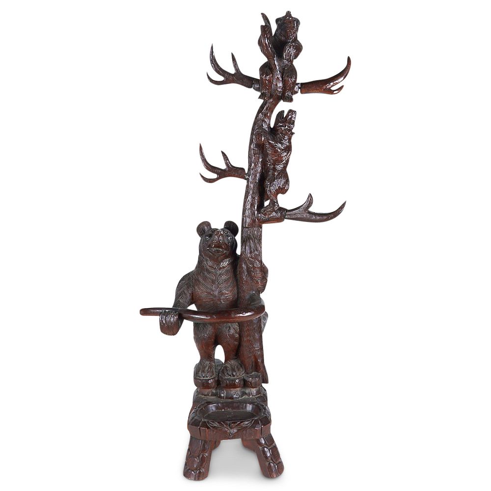 Appraisal: German Black Forest Wooden Coat Rack German Black Forest hand