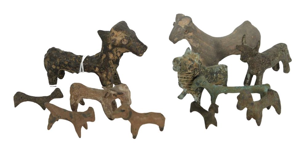 Appraisal: Group of Eleven Ancient Bronze Animal Figures to include goat