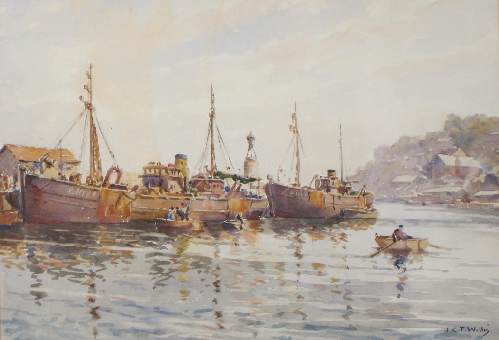 Appraisal: J C T WILLIS Fishing Boats in Brixham Harbour signed