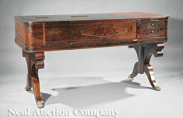 Appraisal: An American Rosewood Spinet Desk c lift top later lightwood