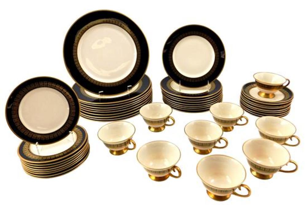 Appraisal: CHINA Gorham Script Gold pattern dinnerware forty-six pieces all with