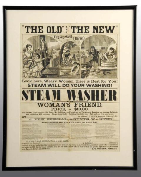 Appraisal: Paper The Old The New Steam Washer Sign Condition Excellent