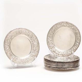 Appraisal: Set of S Kirk Son Repousse Sterling Silver Bread Plates