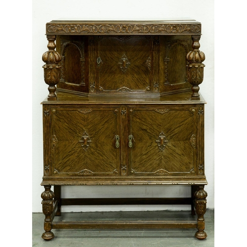 Appraisal: An oak court cupboard s cm h x cm