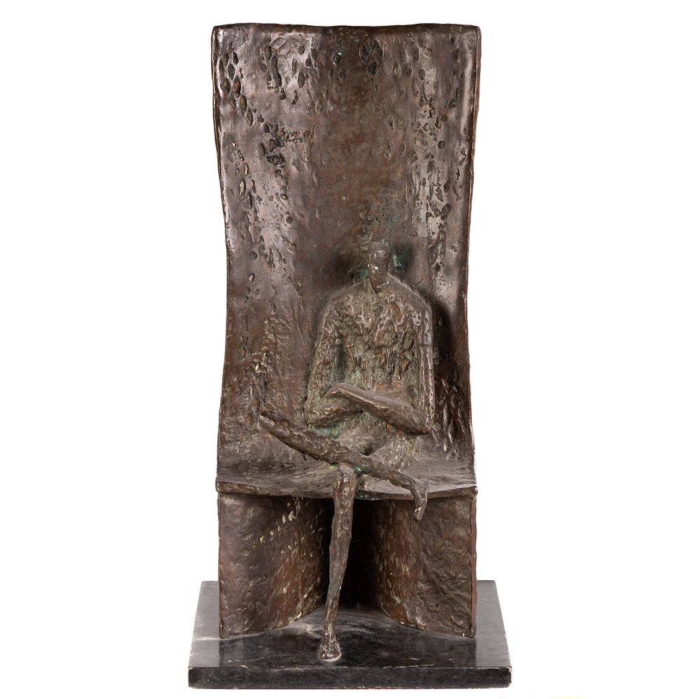 Appraisal: Helen Beling Seated Man Bronze American - Abstract bronze of