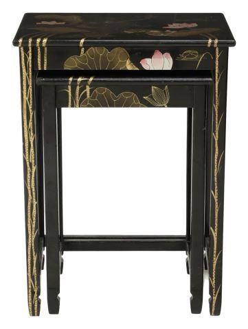 Appraisal: lot of Chinese black lacquered nesting tables late th c