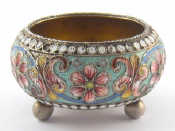 Appraisal: A Russian silver cloisonn shaded enamelled salt -