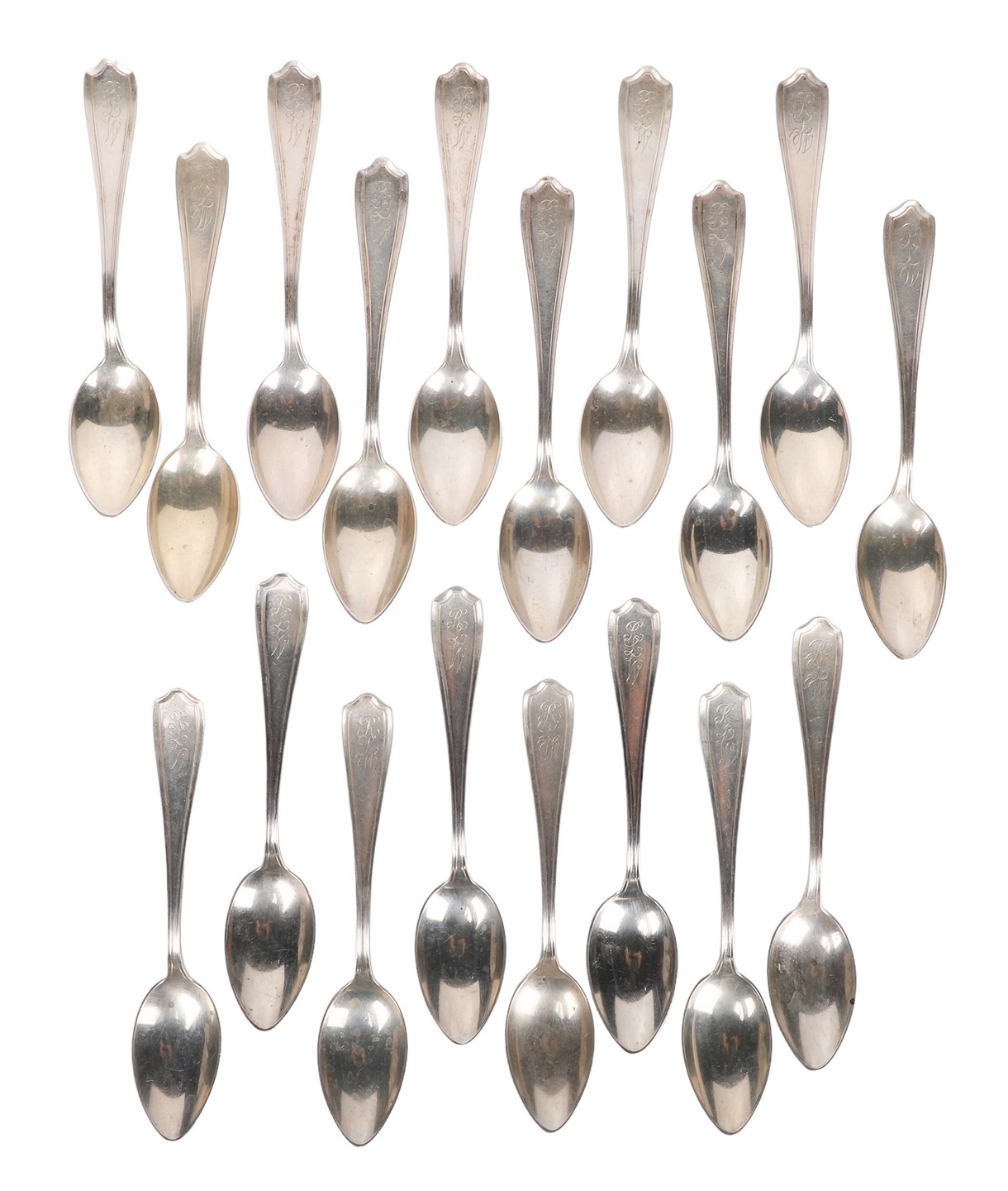 Appraisal: Alvin sterling silver teaspoons Maryland pattern -letter monogram - l