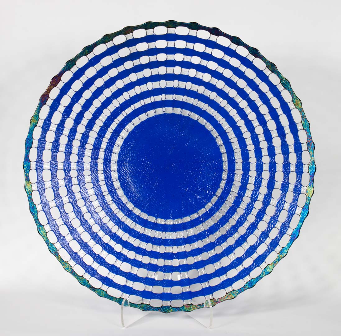 Appraisal: Bobby Valdez reticulated art glass charger American Contemporary Opalescent glass