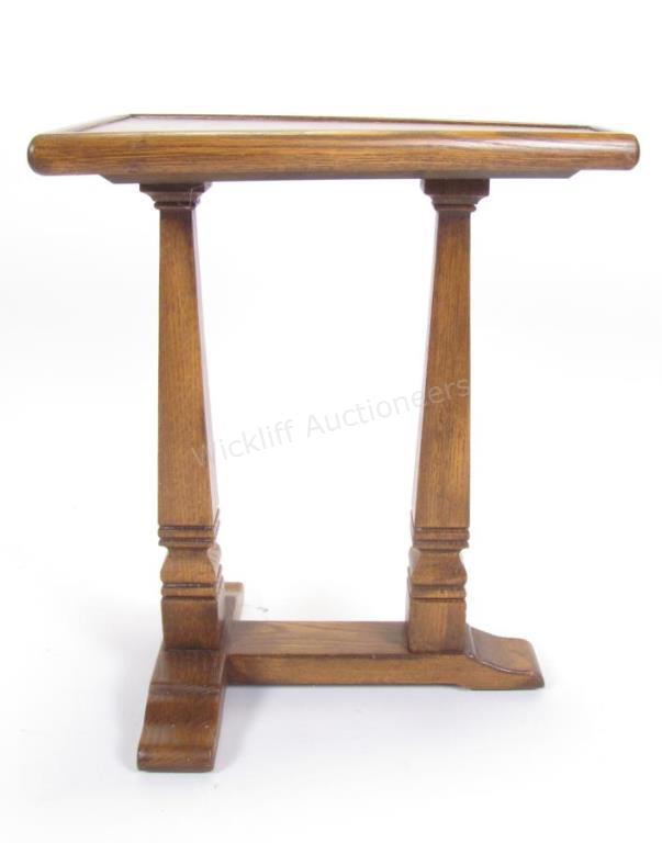 Appraisal: A Romweber Viking oak telephone stand pattern style x x