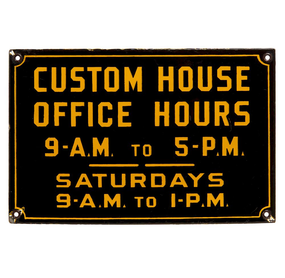 Appraisal: Porcelain Customs House Sign Porcelain Customs House sign from Victoria