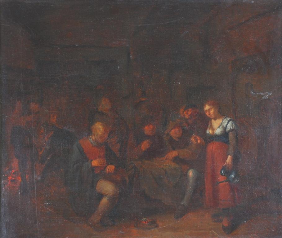 Appraisal: UNATTRIBUTED NINETEENTH CENTURY CONTINENTAL SCHOOL OIL PAINTING ON CANVAS Figures