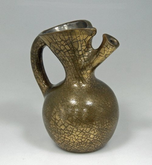 Appraisal: An Elton gold crackleware jug cm high