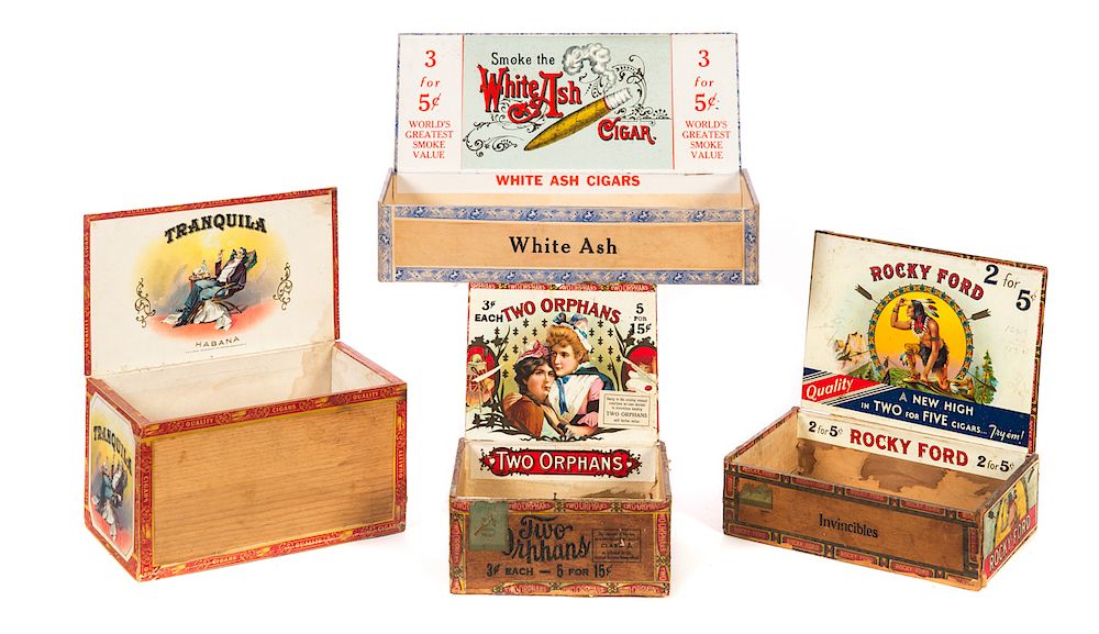 Appraisal: Antique Cigar Boxes Good original condition Please Email or call