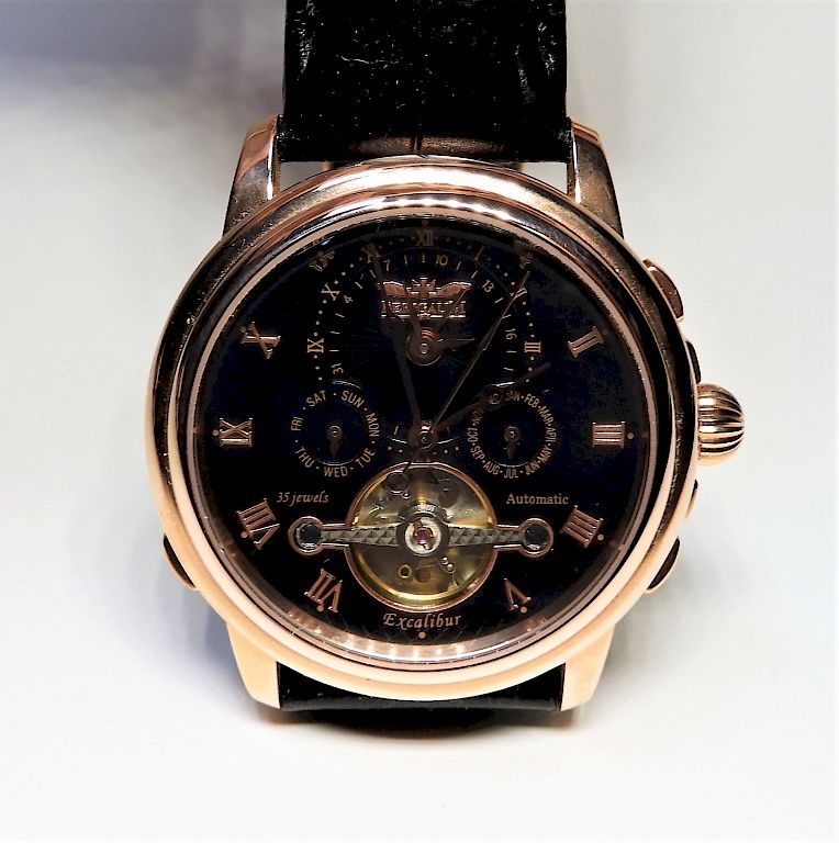 Appraisal: Perigaum Rose Gold Plated Men's Chronograph Watch Switzerland New Rose