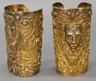 Appraisal: Set of Ortega sterling silver repousse cuffs having bust in