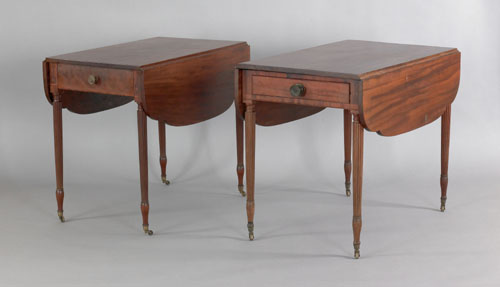 Appraisal: Matched pair of Pennsylvania Sheraton mahogany pembroke tables ca each