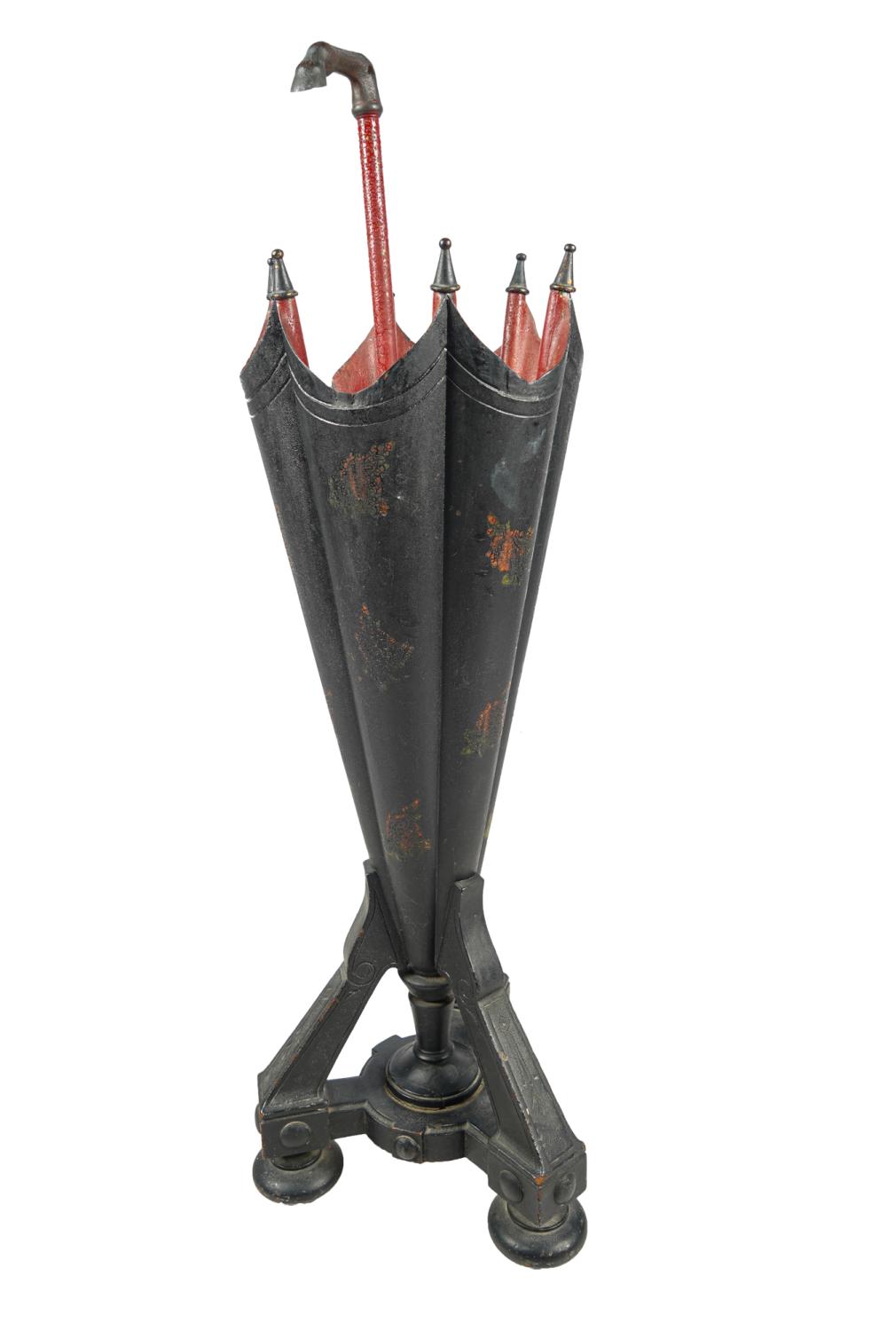 Appraisal: VICTORIAN PAINTED WOOD UMBRELLA STANDlate th century umbrella-form with hoof-form