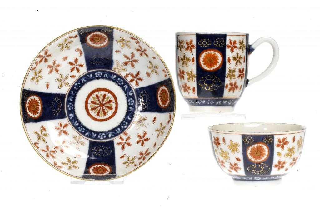 Appraisal: A WORCESTER TRIO enamelled with the Old Japan Star pattern