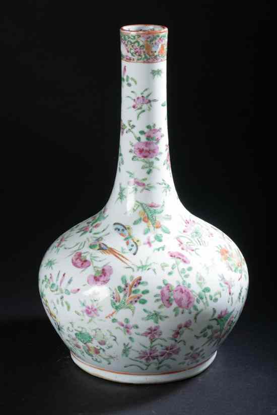 Appraisal: CHINESE ROSE CANTON PORCELAIN BOTTLE VASE Late th century early