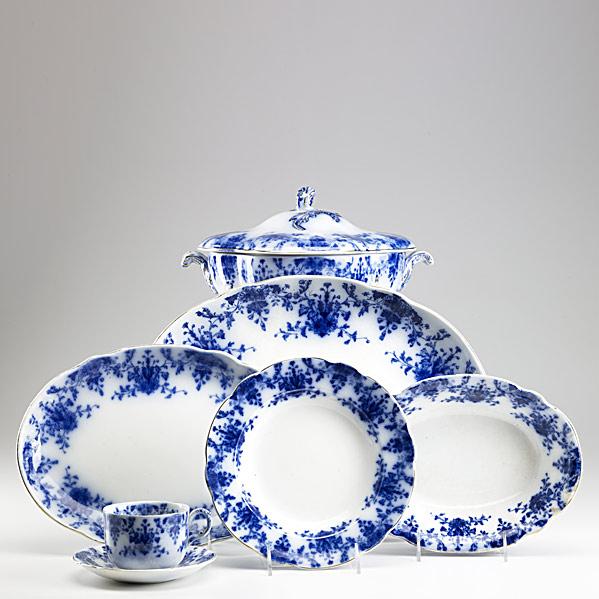 Appraisal: RIDGEWAY FLOW BLUE CHINAApprox pcs in the Osborne pattern th