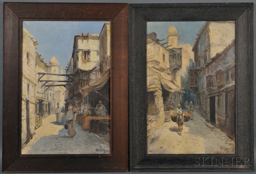 Appraisal: Arabian School th th Century Three Orientalist Street Views All