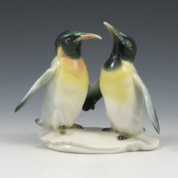 Appraisal: Ens Porcelain Penguins Figurine Ens porcelain double penguins figurine Marked