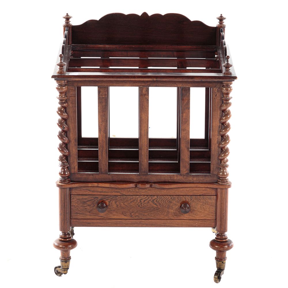 Appraisal: Victorian Rosewood Canterbury Circa in raised gallery open slatted sides