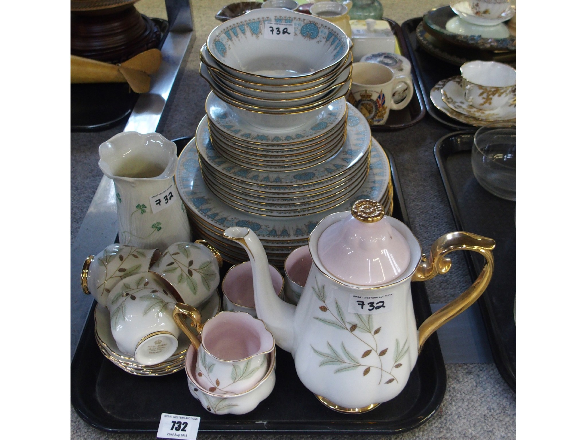 Appraisal: Tray comprising Royal Albert Braemar coffee set for six Belleek