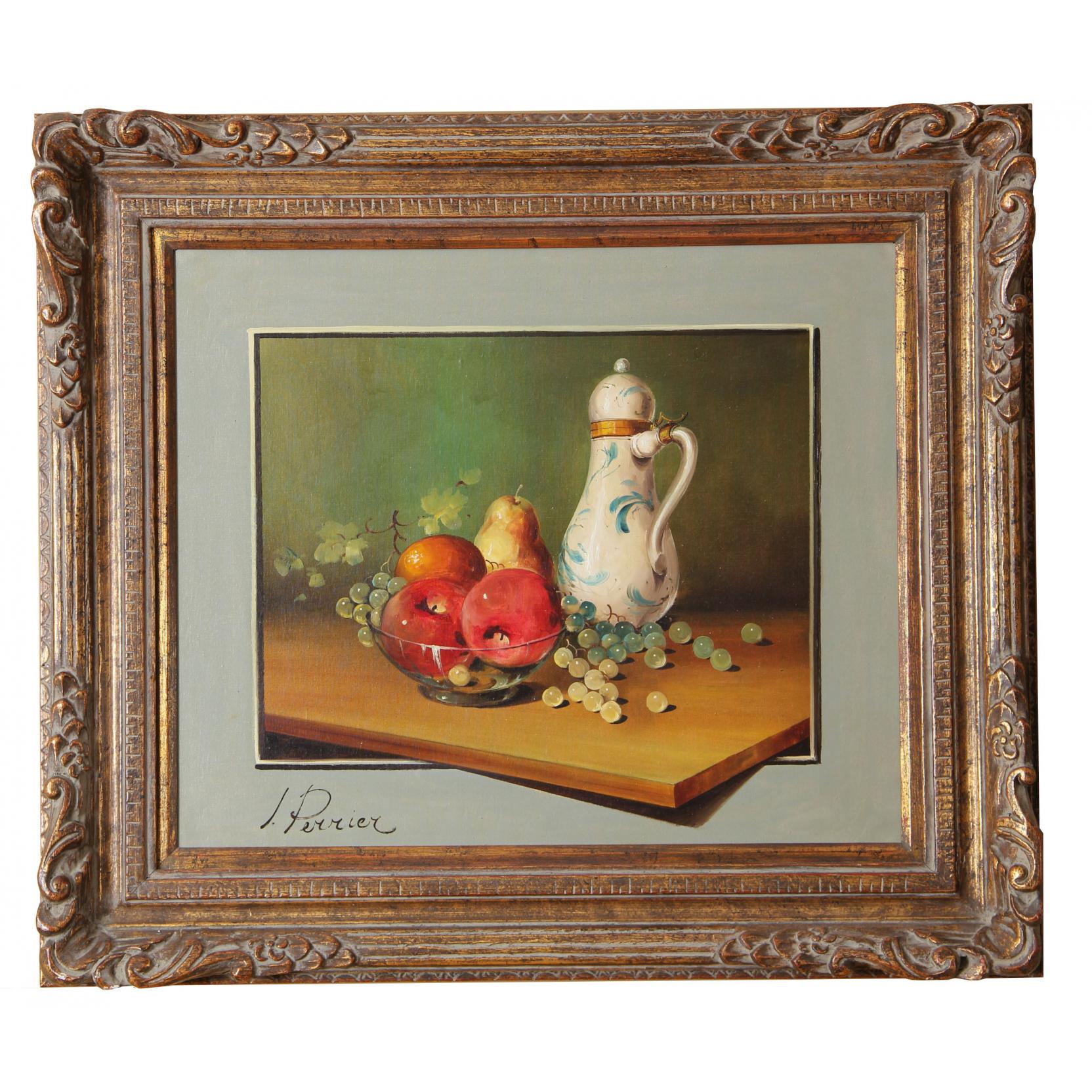 Appraisal: J Perrier French th Century Trompe L'Oeil Still Life oil