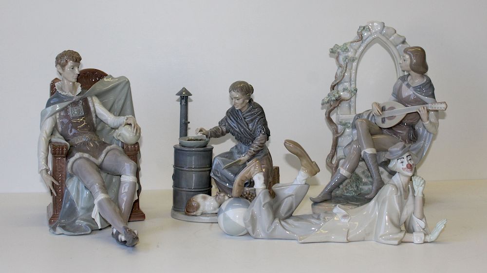 Appraisal: Lladro Grouping of Four Porcelain Figurines To include Hamlet Yorick