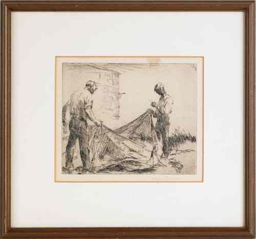 Appraisal: Alice Stoddard American - etching of two men with a