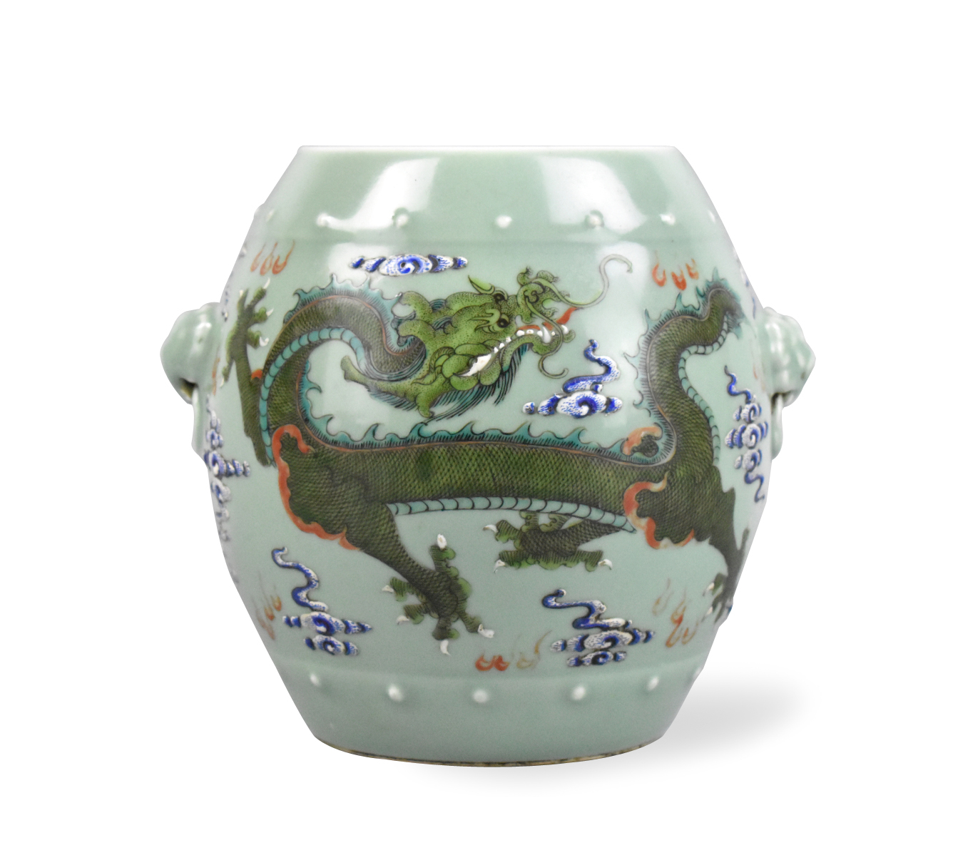 Appraisal: A Chinese celadon famille rose dragon jar dating from the