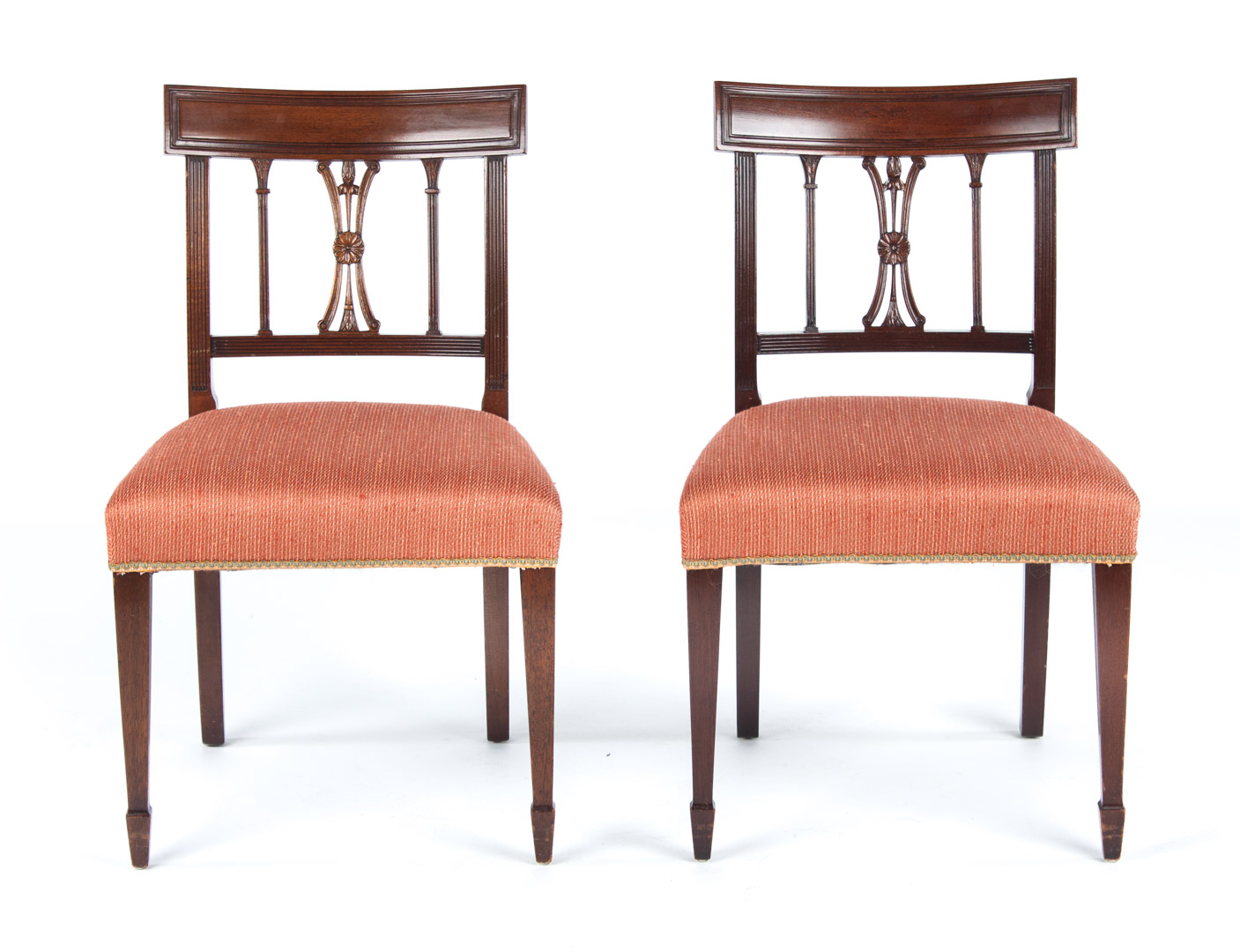 Appraisal: Four Regency carved mahogany side chairs circa one arm and