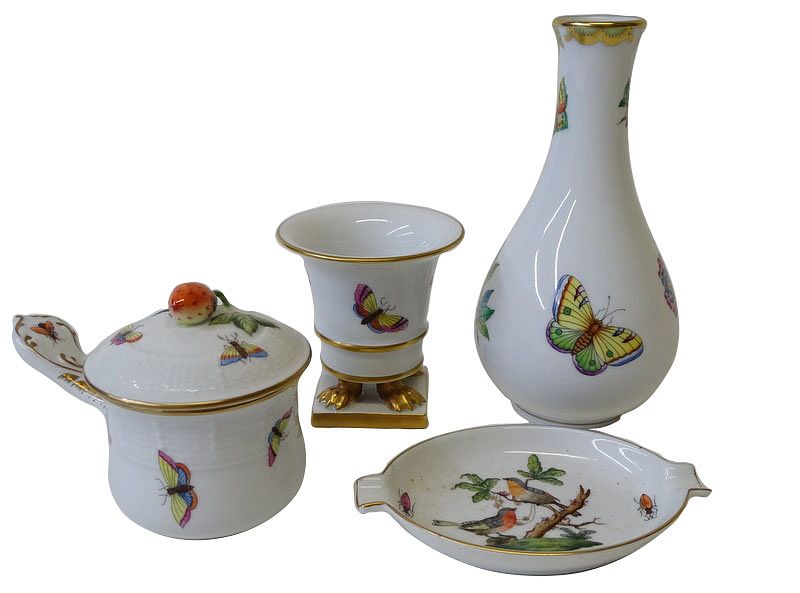 Appraisal: Four Herend Porcelain Miscellaneous Pieces Four Herend Porcelain Miscellaneous Pieces