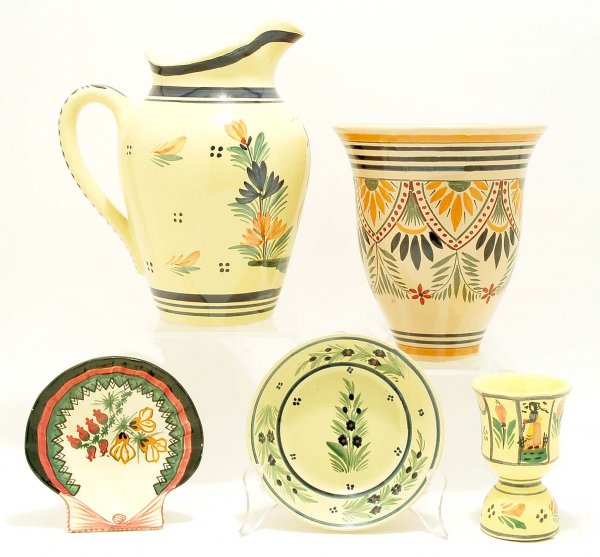 Appraisal: Five pieces of HB and Henriot Quimper faience One -