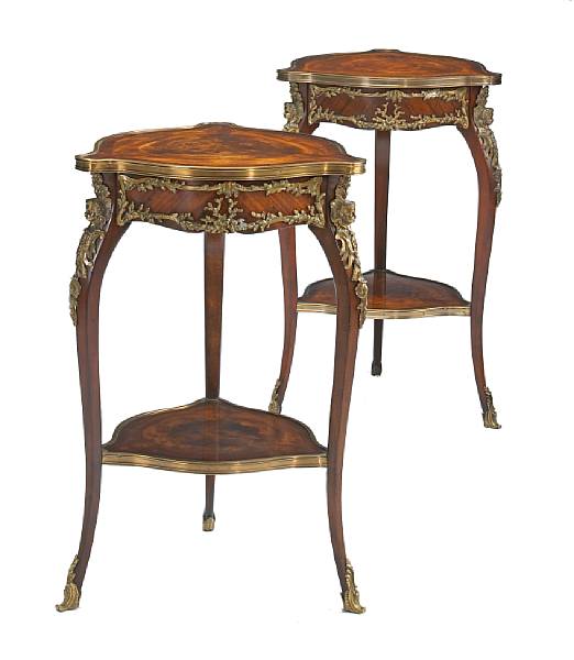 Appraisal: A pair of Louis XVI style stained hardwood and brass